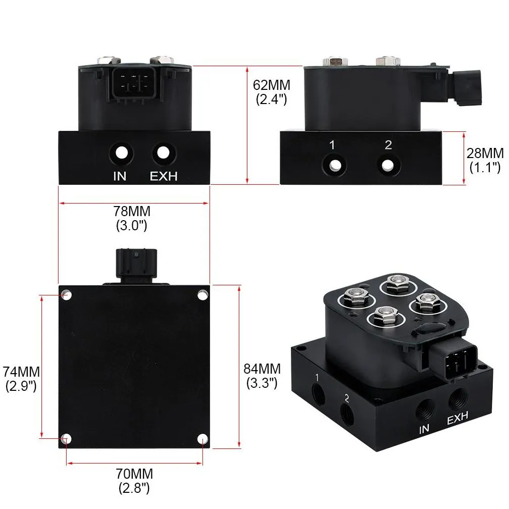 auto/motorcycle 12v solenoid valve air ride suspension manifold valve (0-200psi) control air bag suspension pqy-esv01