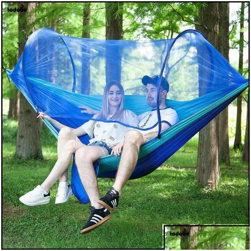 hammocks 12 person outdoor cam hammock high strength parachute fabric hanging bed travel hunting slee swing with mosquito net 220606