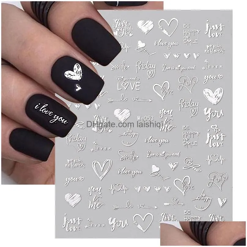 stickers decals 1pcs 3d laser heart letter nail sticker nail art decoration flower star nail accessories decal stickers nail supplies nail parts