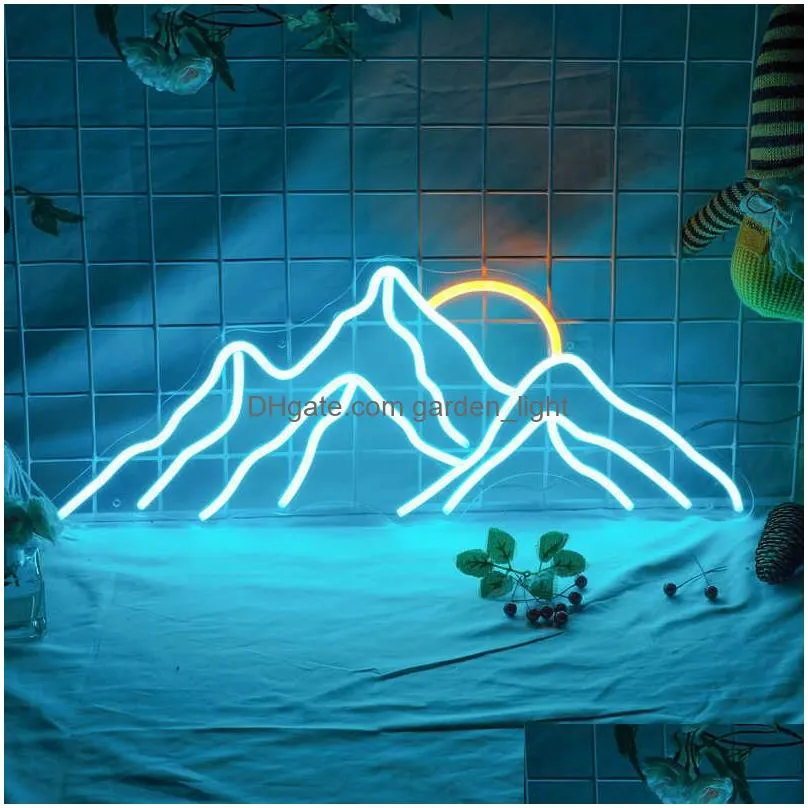 led neon sign led sun mountain neon night light sunrise home decor sunset indoor bedroom decoration lamp birthday gift r230613