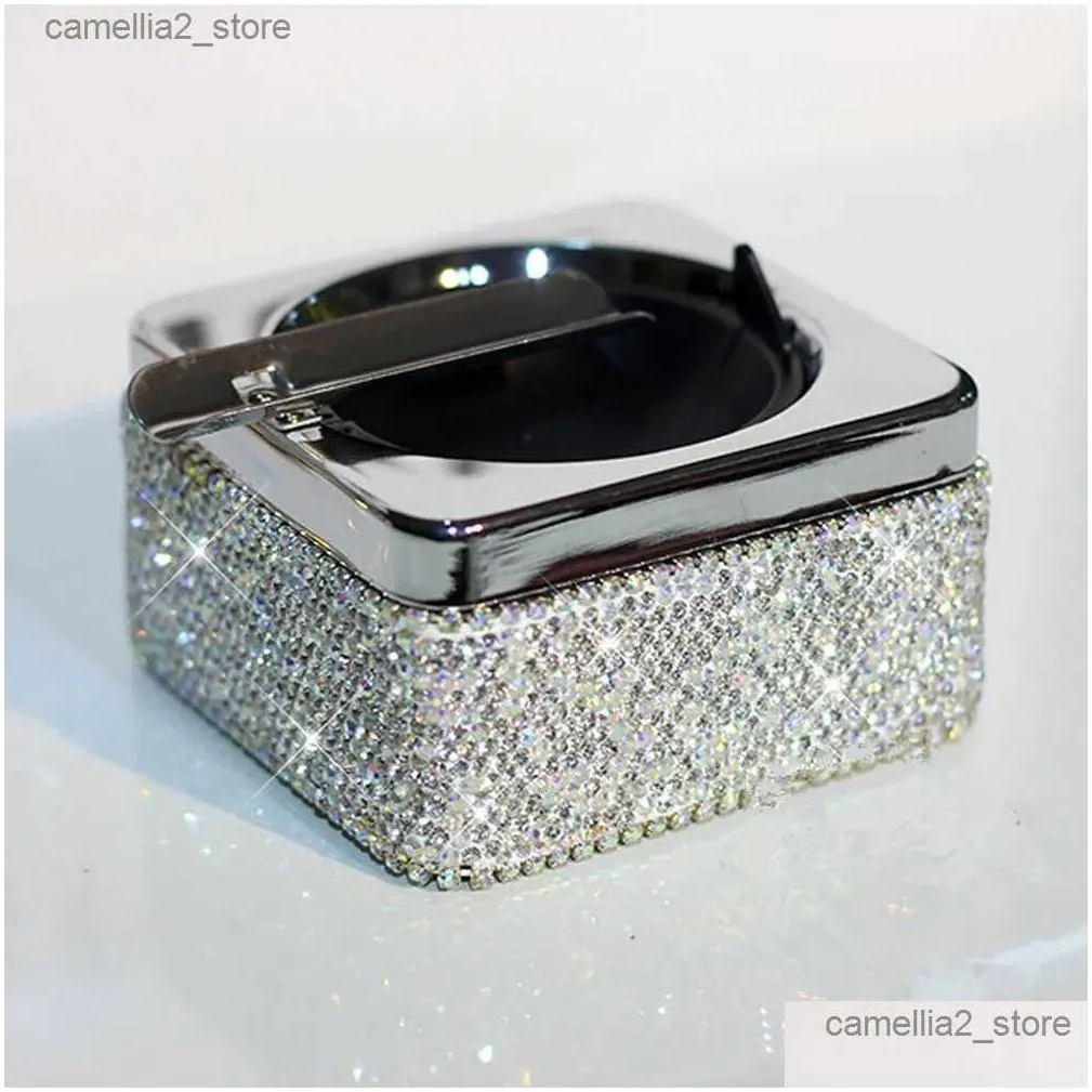 car ashtrays luxury rhinestone cystal pasted cigarette ashtray for car home office unique refined ashtray for women gift q231125