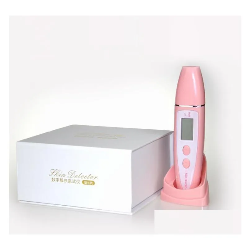 new arrival patent design lcd display facial beauty equipment skin oil moisture analyzer testing skin tester pink white 0609011