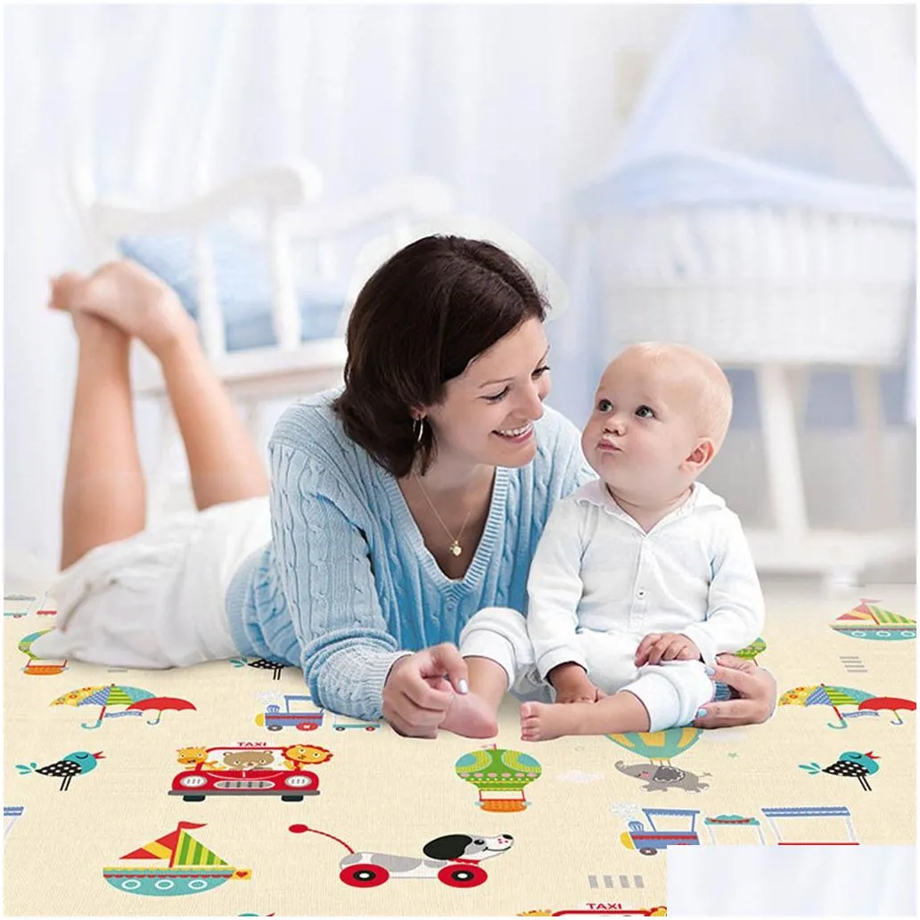 Baby Play Mat Waterproof LDPE Soft Floor Playmat Foldable Crawling Carpet Kid Game Activity Rug Folding Blanket Reversible #F5