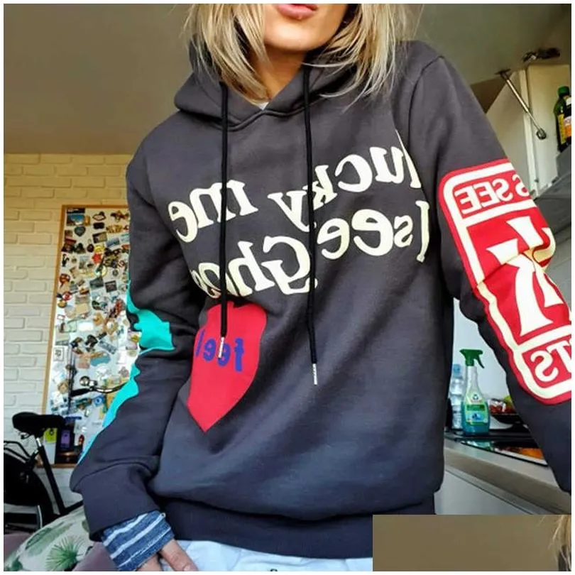Men`S Hoodies & Sweatshirts Mens Hoodies Sweatshirts Casual Iti Lucky Me Letter Print Men Sweatshirt Harajuku Streetwear Hip Hop Plov Dhstd