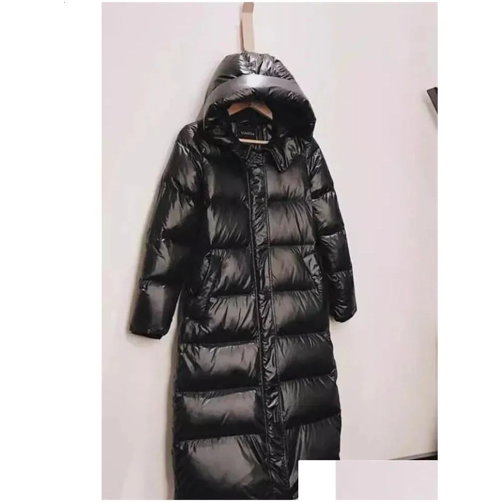 women`s down parkas cotton coat women black long 2023 autumn winter fashion slim hooded warmth 231116