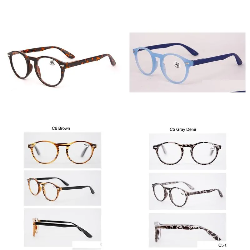 wholesale round plastic read glasses for women and man cheap fashion reading designer eyewear glasses magnification strength 1.00 2.00