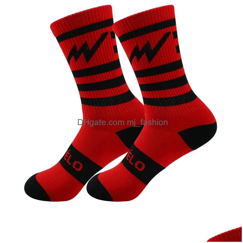 Sports Socks Men Cycling Socks Breathable Basketball Running Football Sports New Design Drop Delivery Sports Outdoors Athletic Outdoor Dhoju