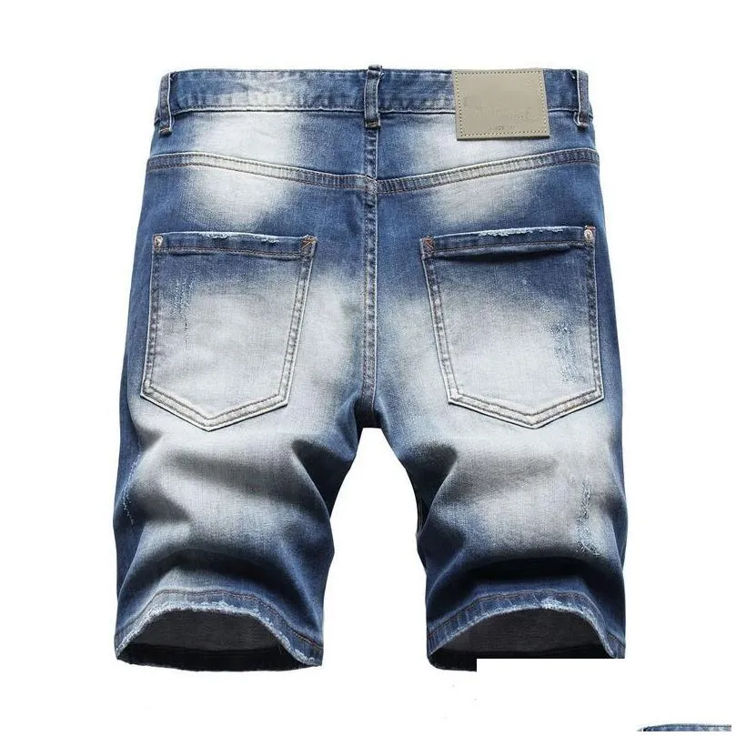 Men`S Jeans 2022 Summer Mens Jeans Shorts Short Men 30-38 Blue Denim Man Half Trousers Jean Mmhf25D Drop Delivery Apparel Men`S Cloth Dhvbo