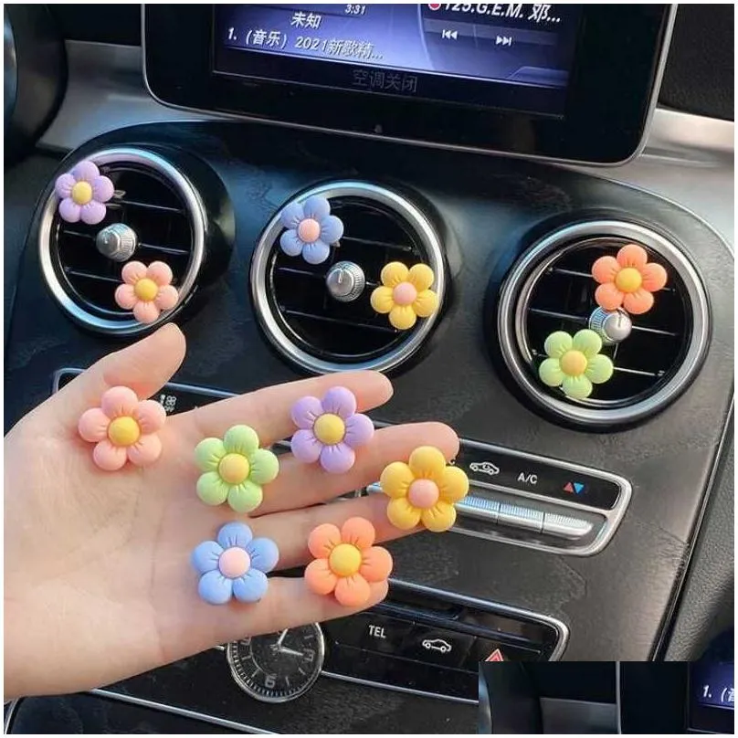 cute flower aromatherapy car air outlet decoration perfume freshener clip flora auto interior ornament