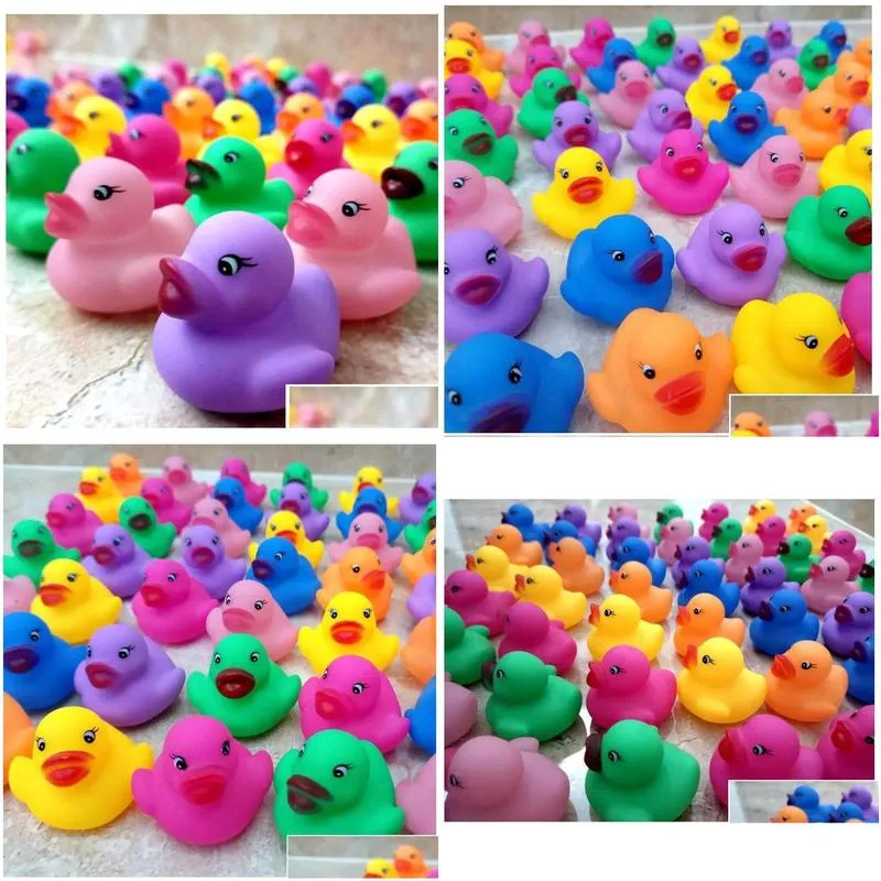 12pcs rubber duck mixed animals swimming water toys colorful float squeeze sound squeaky bathing toy for baby bath toys4120976