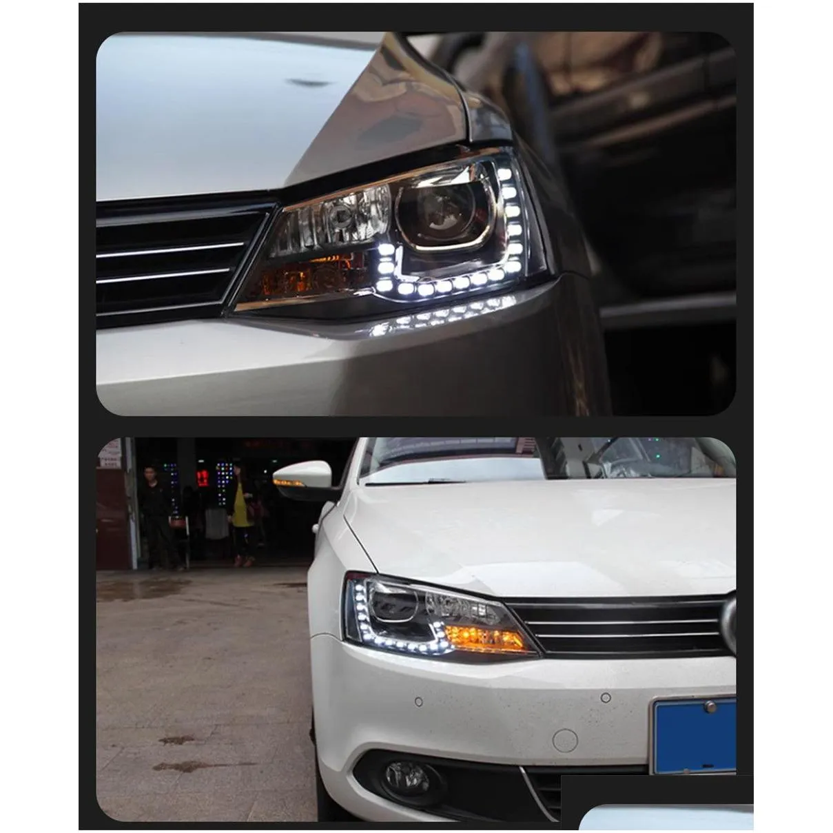 car lights for jetta headlights 2011-20 18 upgrade led daytime lights all led drl signal projector lens head lamp