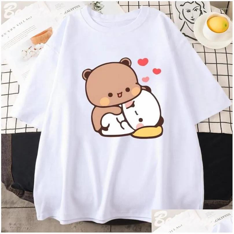 Women`S T-Shirt Womens T Shirts Panda Bear Bubu Dudu Shirt Couple Tops Love You Cute Print Summer Short-Sleeved O-Neck Cotton Casual H Dh4Kv