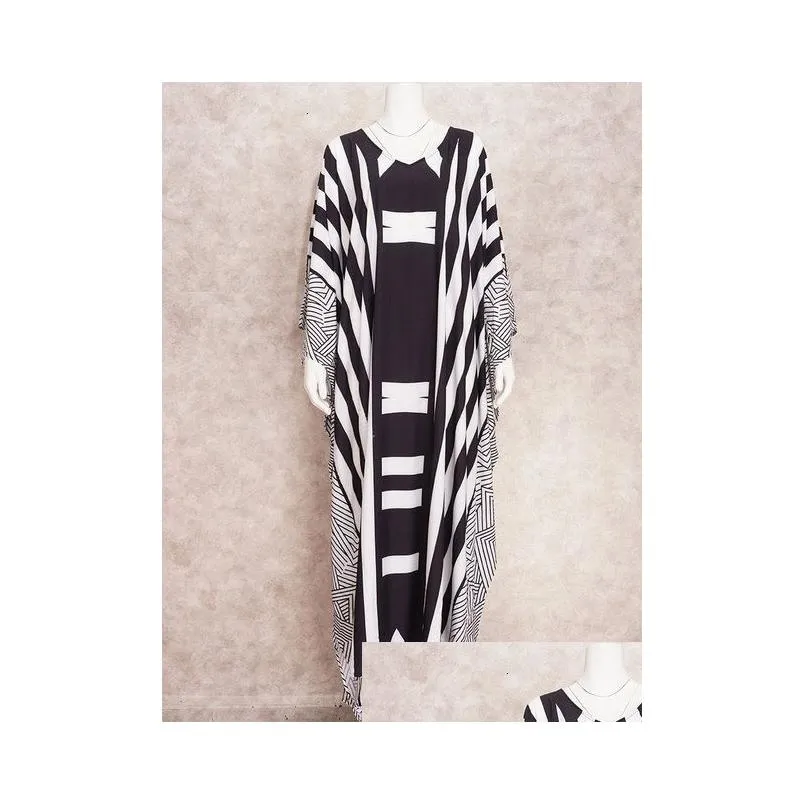 Basic & Casual Dresses Casual Dresses 2023 Indie Folk Striped Plus Size Long Kaftan Vneck Summer Maxi Dress Women Clothing Beach Wear Dhref