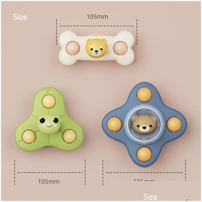 3pcs/set montessori baby bath toys for boy children bathing sucker spinner suction cup toy for kids funny child rattles teether 1113