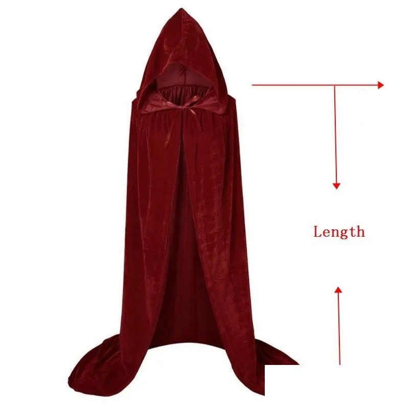 Stage Wear Halloween Cloaks Gothic Hooded Cloak Adt Capes Robe Women Men Vampires Grim Reaper Drop Delivery Dhuue