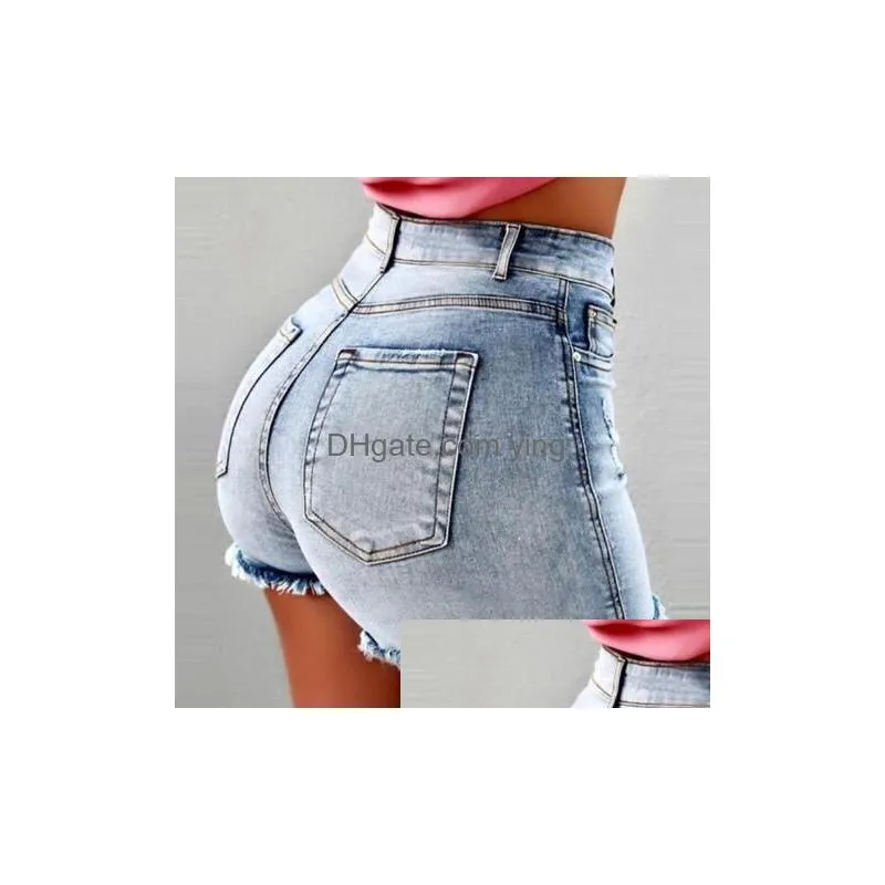 2019 summer womens jeans sexy fringed high waist stretch denim shorts with 4 colors size s-3xl