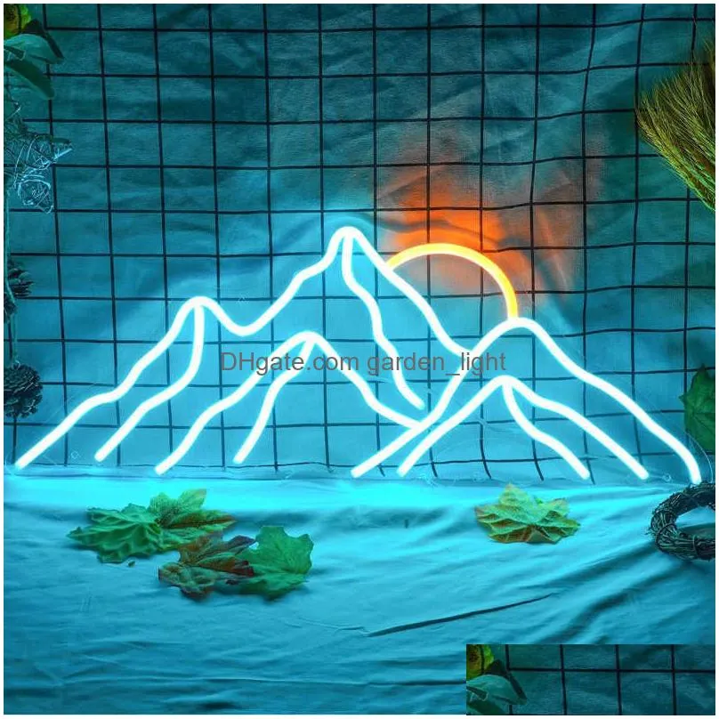 led neon sign led sun mountain neon night light sunrise home decor sunset indoor bedroom decoration lamp birthday gift r230613