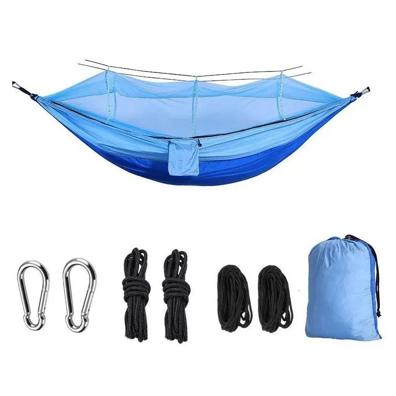 hammocks portable outdoor camping hammock 1-2 person go swing with mosquito net hanging bed ultralight tourist sleeping hammock 230518