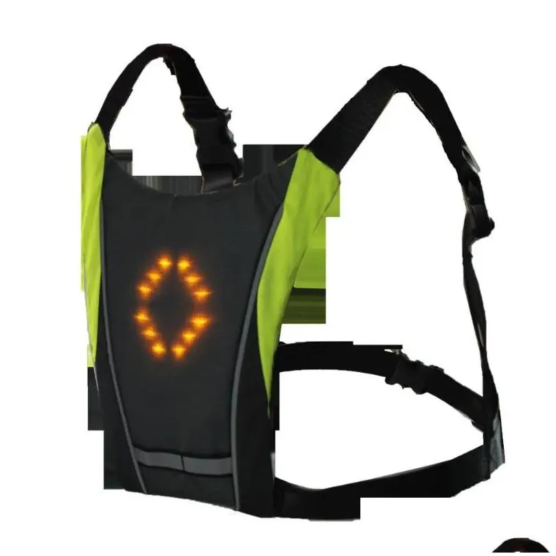 safety turn signal light cycling vest led wireless night riding running walking bicycle warning light glowing vest unisex1