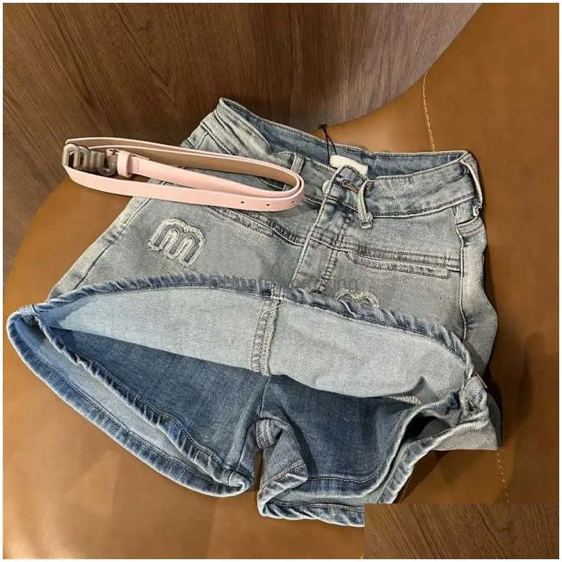 jeans luxury brand designer womens clothing american sweetheart denim shorts fashion miniskirt embroidered letters trousers