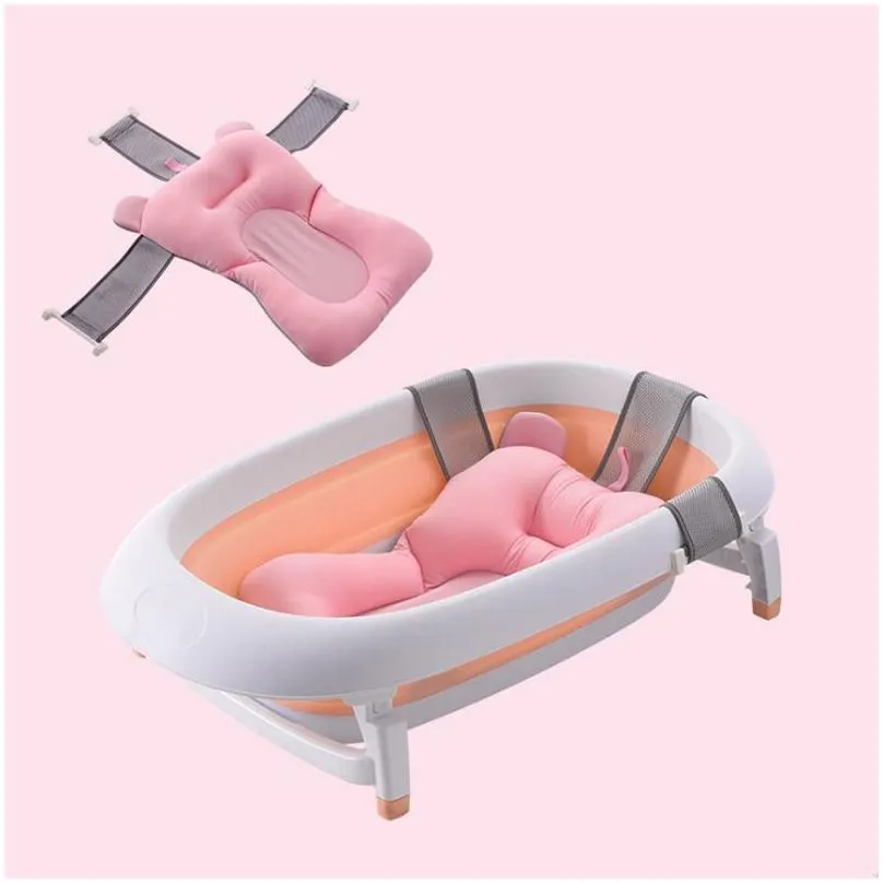 portable baby bathtub mat newborn antiskid shower cushion bed infant soft seat pad height adjustable play water support net9450602