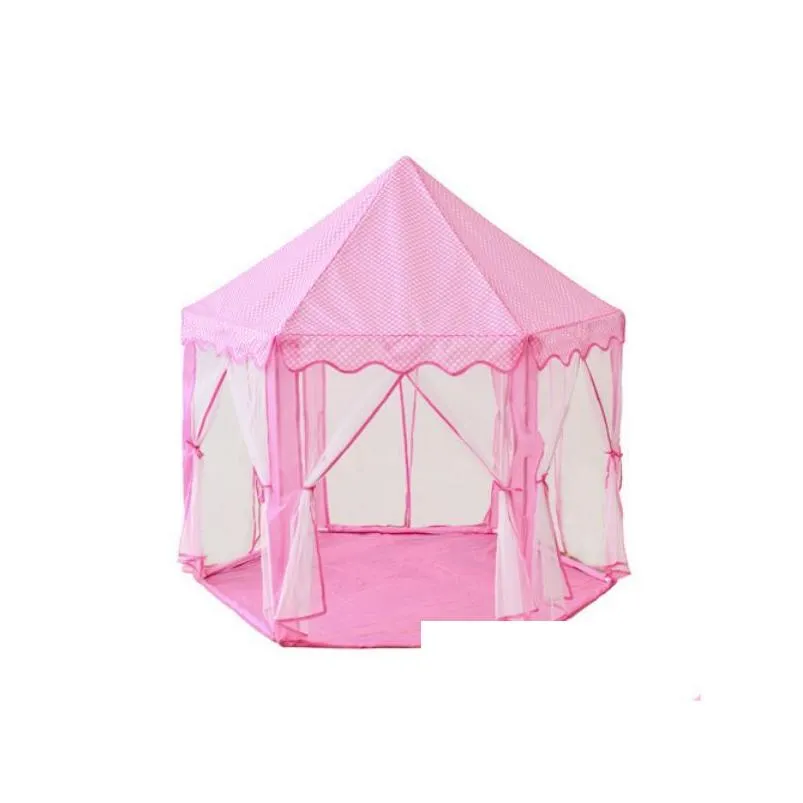 portable folding princess castle tent kids play fairy house kids play tent(warm led star lights)