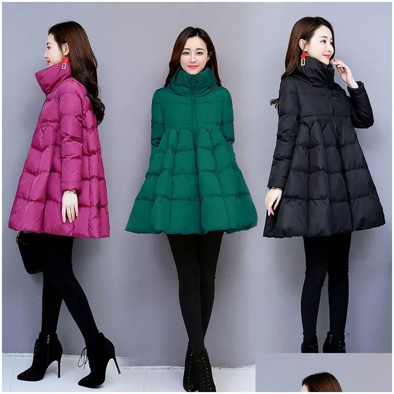 Women`S Down & Parkas Womens Down Parkas Women Winter Jacket Loose Plus Size Coats Cloak Fashion A-Line Thick Outwear Female Warm Park Dhanl