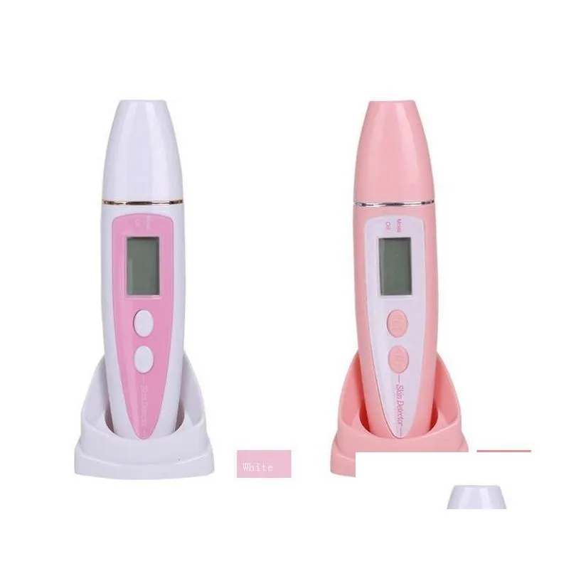 new arrival patent design lcd display facial beauty equipment skin oil moisture analyzer testing skin tester pink white 0609011