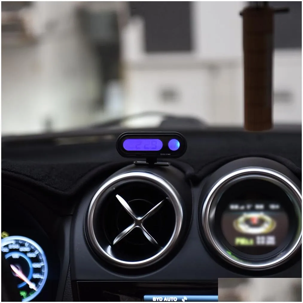 cargool 2 in 1 car dashboard digital clock adjustable led backlight auto thermometer vehicle temperature gauge black1