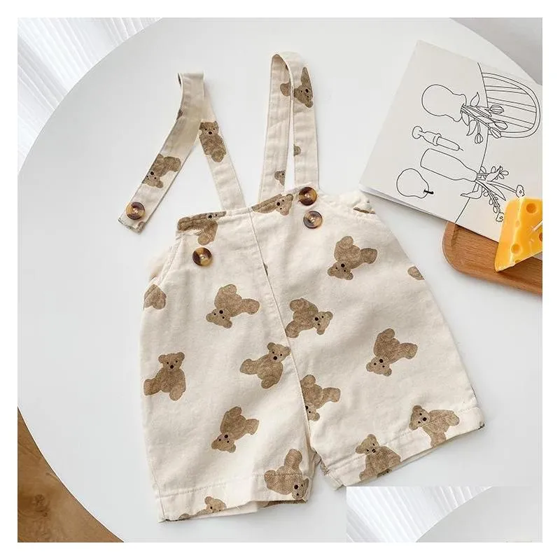 clothing sets summer short sleeve baby clothes set printed bear infant overalls suit boy cartoon t-shirt girl outfitsclothing