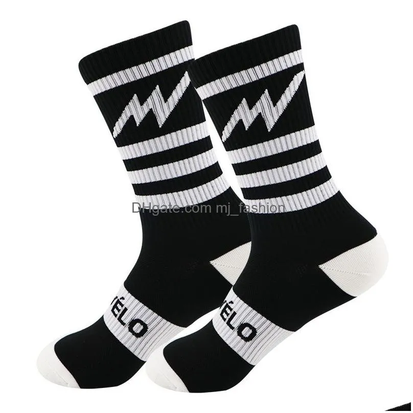 Sports Socks Men Cycling Socks Breathable Basketball Running Football Sports New Design Drop Delivery Sports Outdoors Athletic Outdoor Dhoju