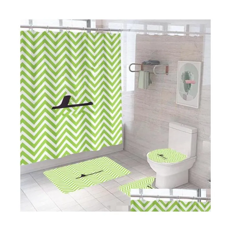 designer shower curtains 4-pieces set home bathroom accessories floor mat bath decoration supplies unisex wholesale