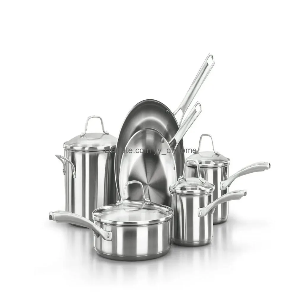 classic stainless steel 10-piece cookware set dishwasher safe