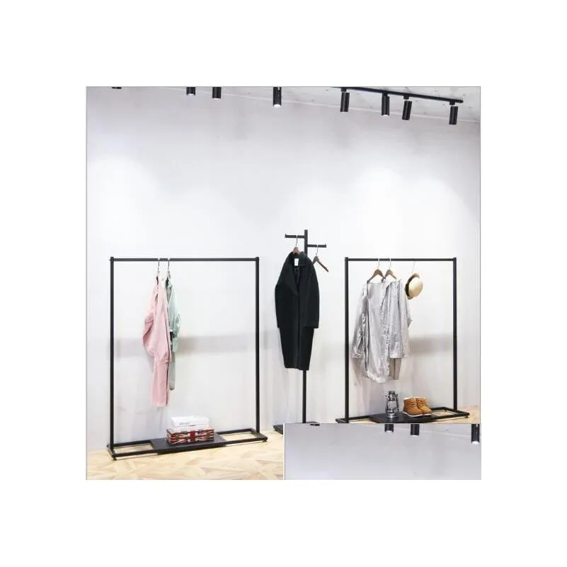 clothes rack showcase racks in men`s and women`s clothing stores side-hanging clothes rack front floor hanger