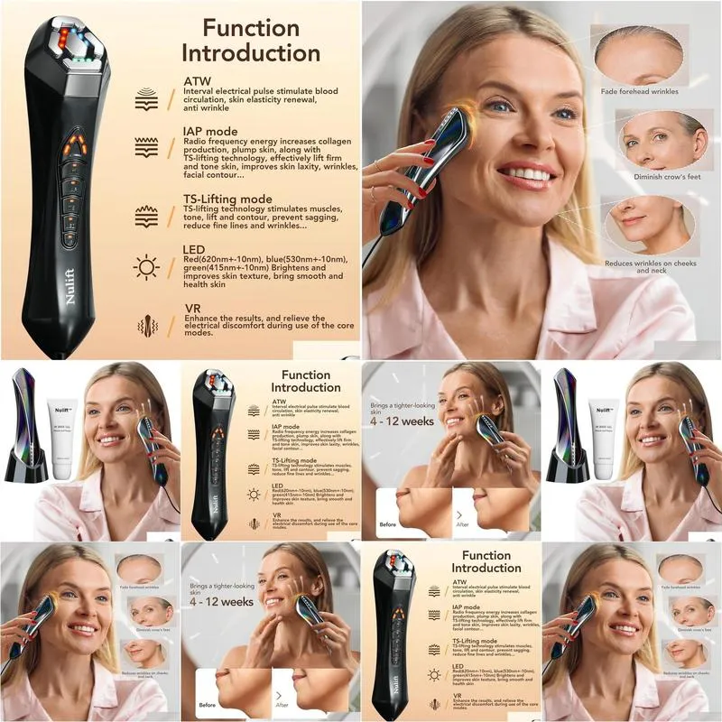 radio frequency skin tightening | lift | firm | wrinkle removal | increase collagen & absorption - with power 12w - 5 in 1 rf skin tightening