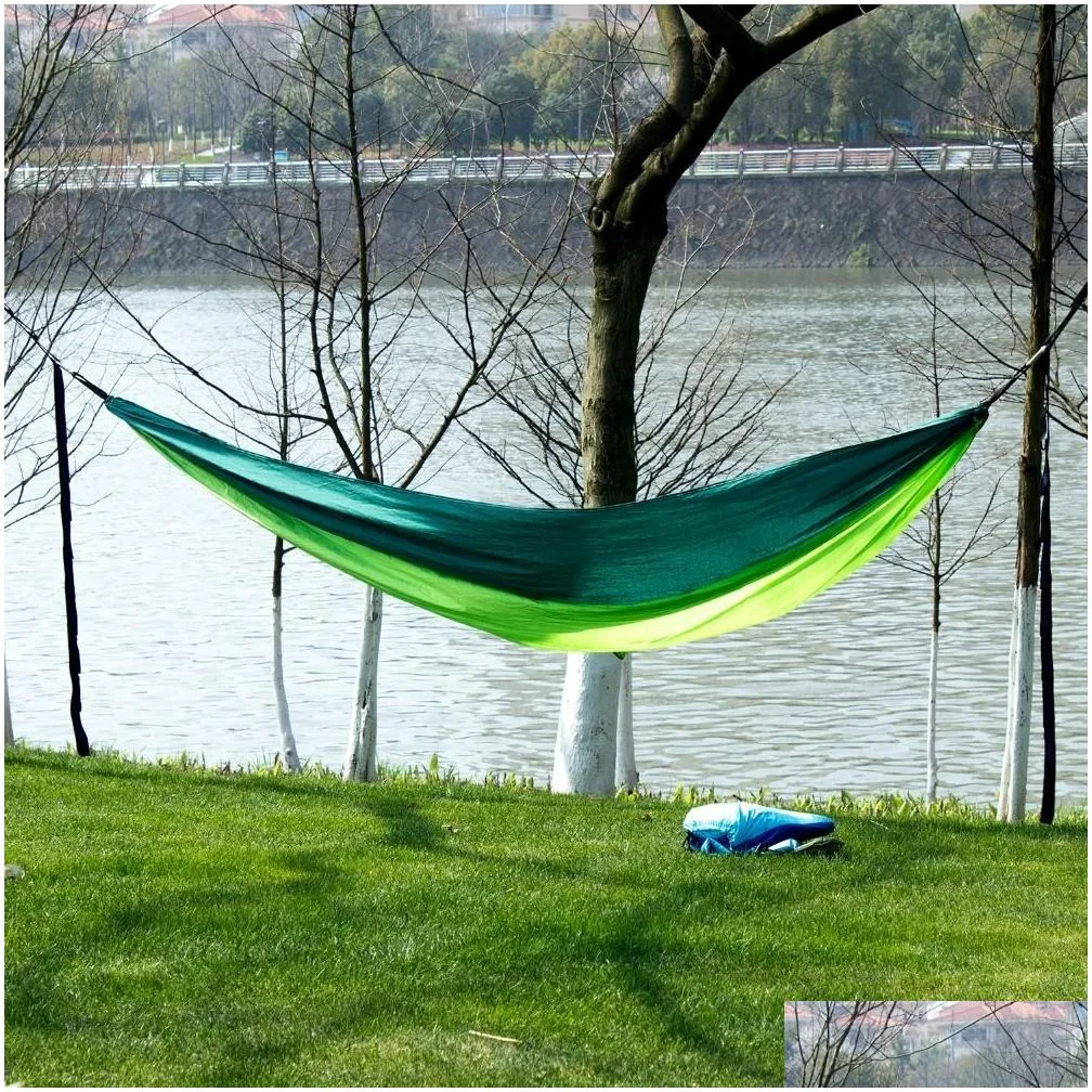 hammocks portable nylon parachute fabric single and double size outdoor camping hiking garden hammock 230923