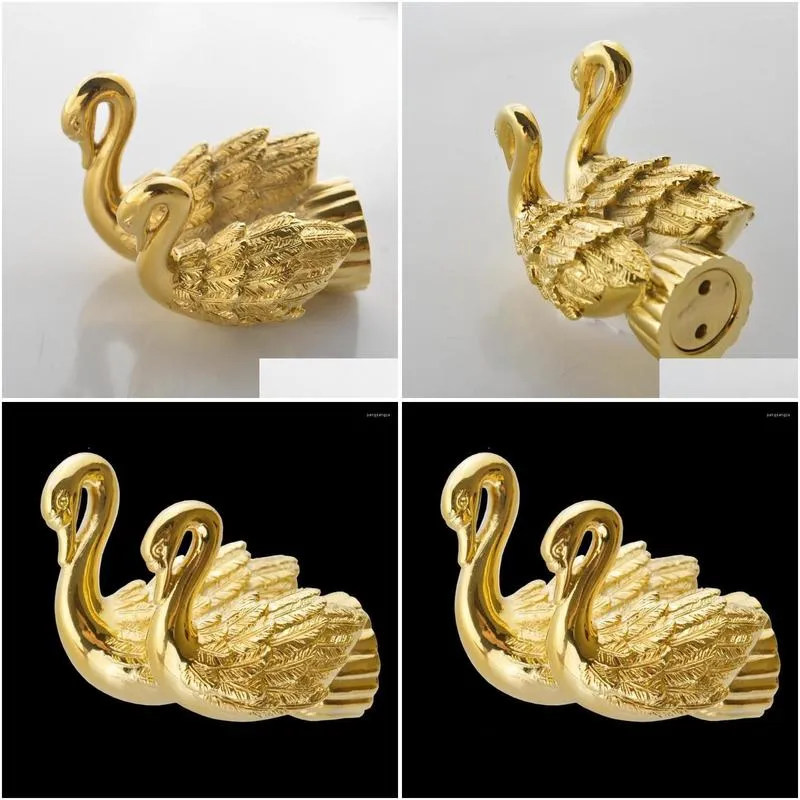 Robe Hooks Double Brass Coat Clothes Hanger For Bathroom Swan Gold Thick Bath Wall Towel MB-0962A