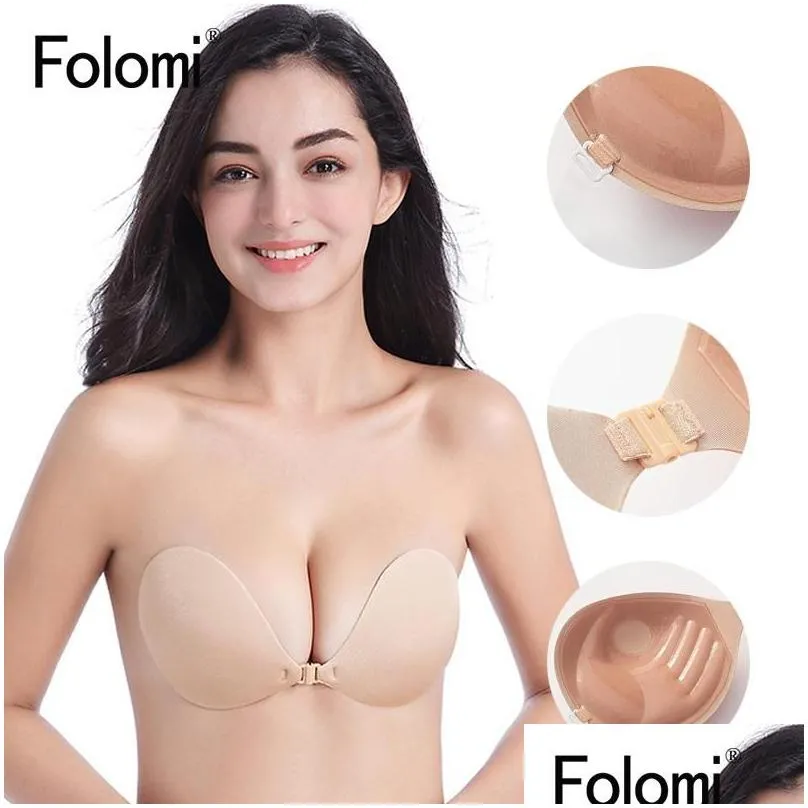 Bras Folomi Invisible Bra Strapless Front Closure Bralette Underwear Women Self-Adhesive Sile Sticky Backless For Womenbras Drop Deli Dhek2