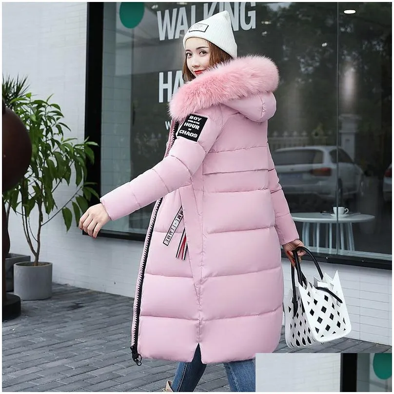 Women`S Down & Parkas Anbenser Winter Jacket Women Long Parka Fur Collar Casual Slim Woman Coats And Puffer Padded Outwear Coat Plus S Dhzbu