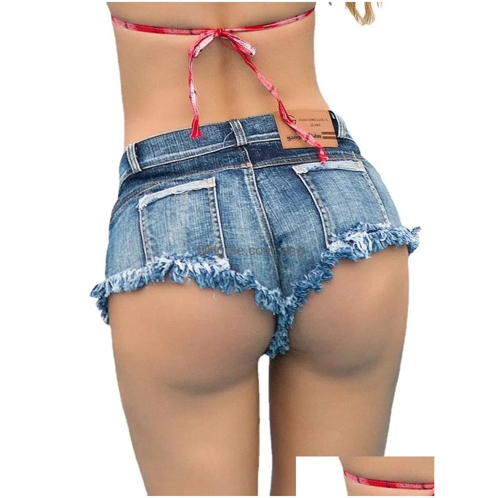 2023 summer womens sexy booty denim shorts europe and america women beach high waist tassel mini skinny night club jean shorts