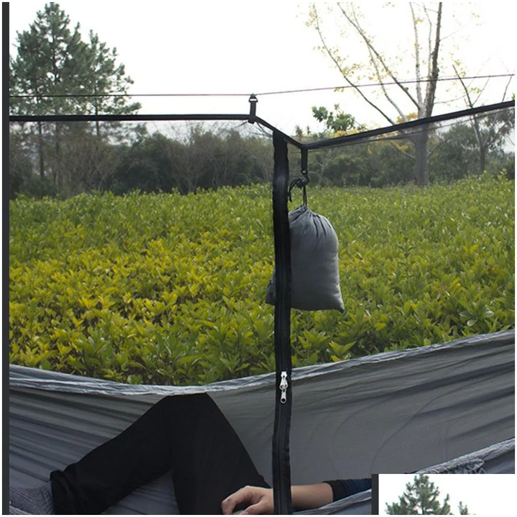 hammocks zipper hook hiking bug mosquito accessories 360 degree protection hammock net easy use outdoor double separating lightweight