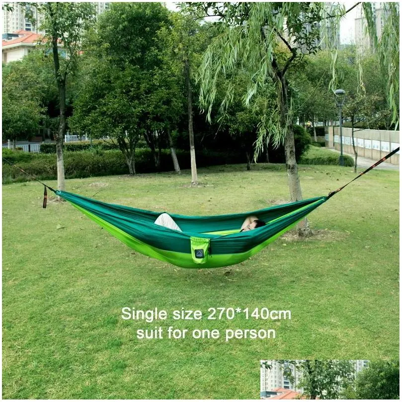 hammocks portable nylon parachute fabric single and double size outdoor camping hiking garden hammock 230923