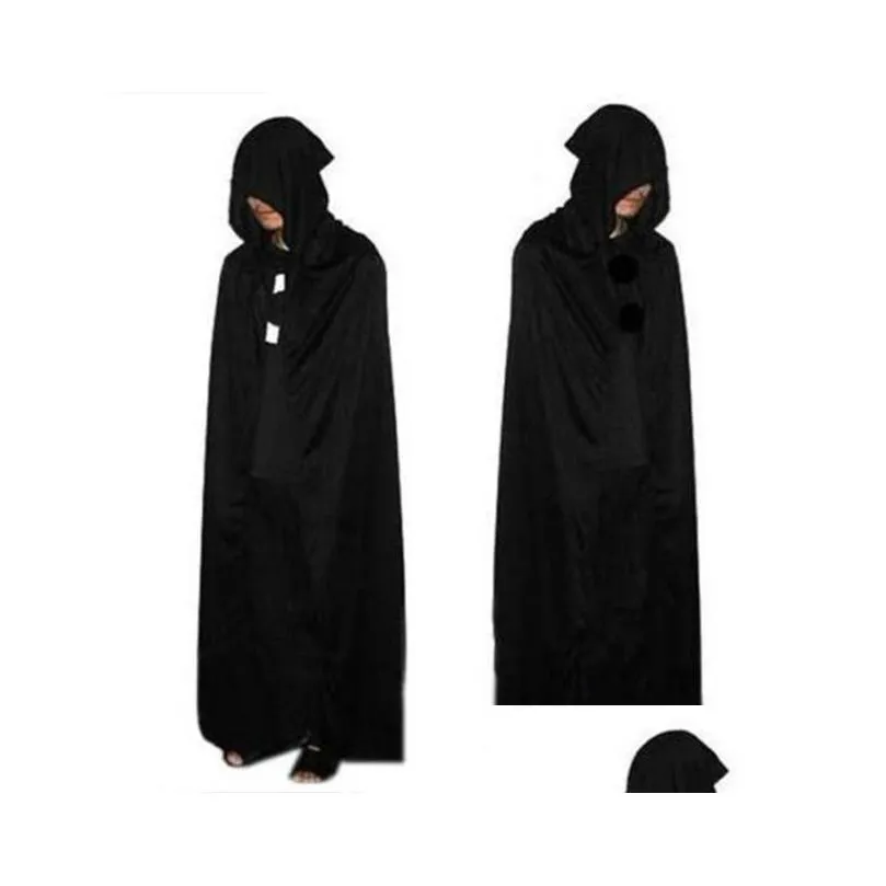 Theme Costume Halloween Costume Knitted Fabric Theater Prop Death Hoody Cloak Devil Long Tippet Cape Drop Delivery Apparel Costumes Co Dh67Y