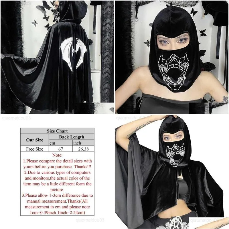 theme costume halloween death capelet bat wing tie up bowknot short hooded cloak poncho goth comes devil party accessories l230804