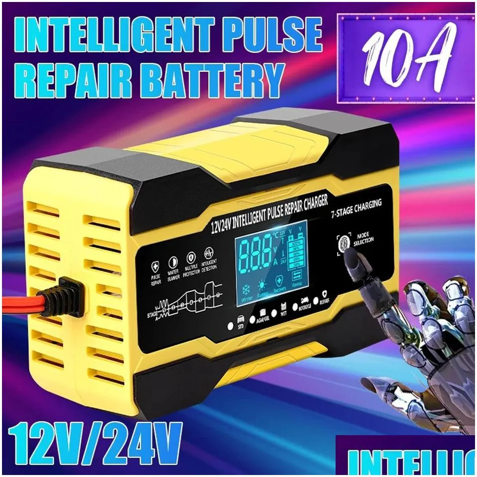 car battery  12v 10a 24v 5a fully automatic smart fast charging for agm gel wet lead acid battery  lcd display