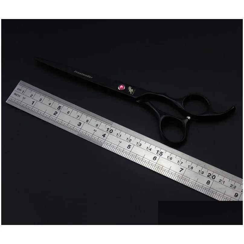 freelander 7.0 inch black baking varnish 62hrc hardness 6cr stainless steel 4 hair scissors kit +comb+hemostatic forceps