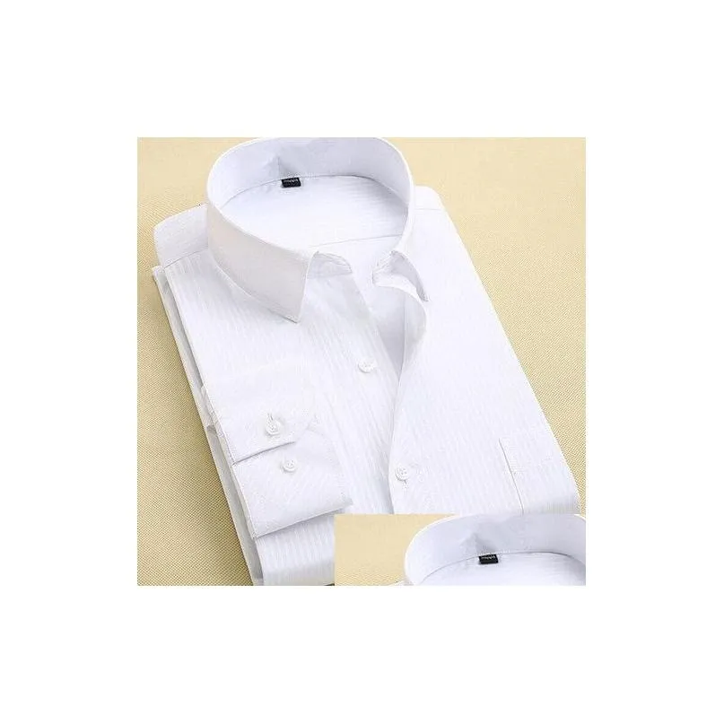 Men`S Dress Shirts Brand New Fashion Long Sleeve Slim Men Dress Shirt Designer 4Xl Yn045 High Quality Solid Male Clothing Fit Busines Dhw0F