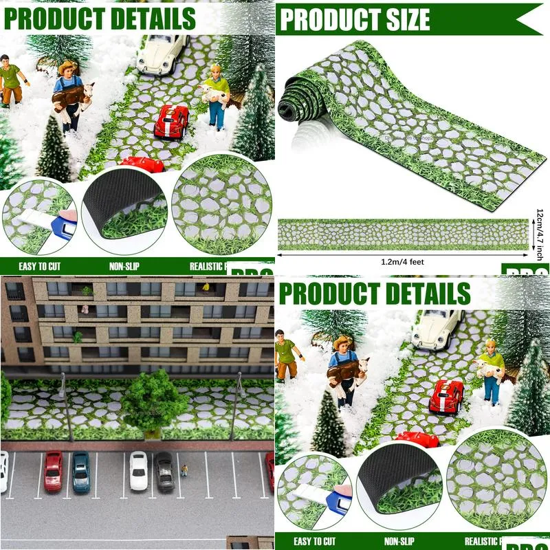 2 pcs christmas village accessories christmas village brick snow road village street mat decorations snow brick mat for home garden christmas village