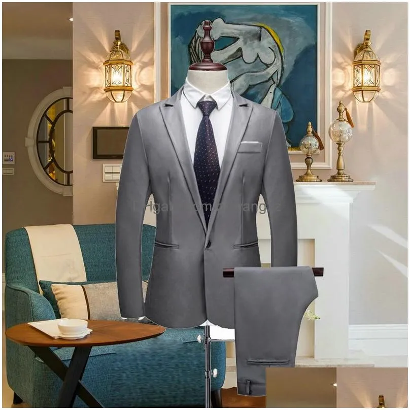 vertvie 2018 brand men suit fashion solid suit casual slim fit 2 pieces mens wedding suits jackets male plus size 3xl