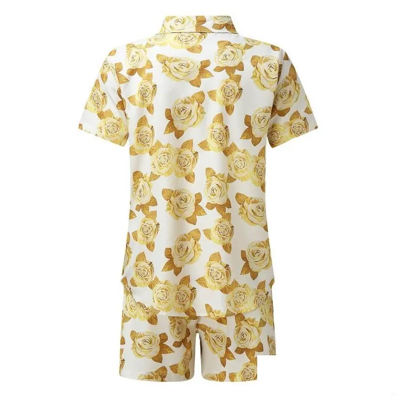 Men`S Tracksuits Mens Tracksuits Hawaiian Print Sets Short Sleeve Shirt Beach Shorts Set Two-Piece Oversized Fitness Men Clothing Con Dhpkq